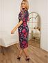  image of chi-chi-london-petite-v-neck-floral-embroidered-bodycon-dress-in-multi