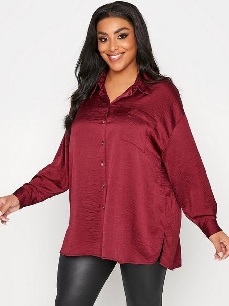 yours-oversized-drop-shoulder-washed-satin-blouse-red