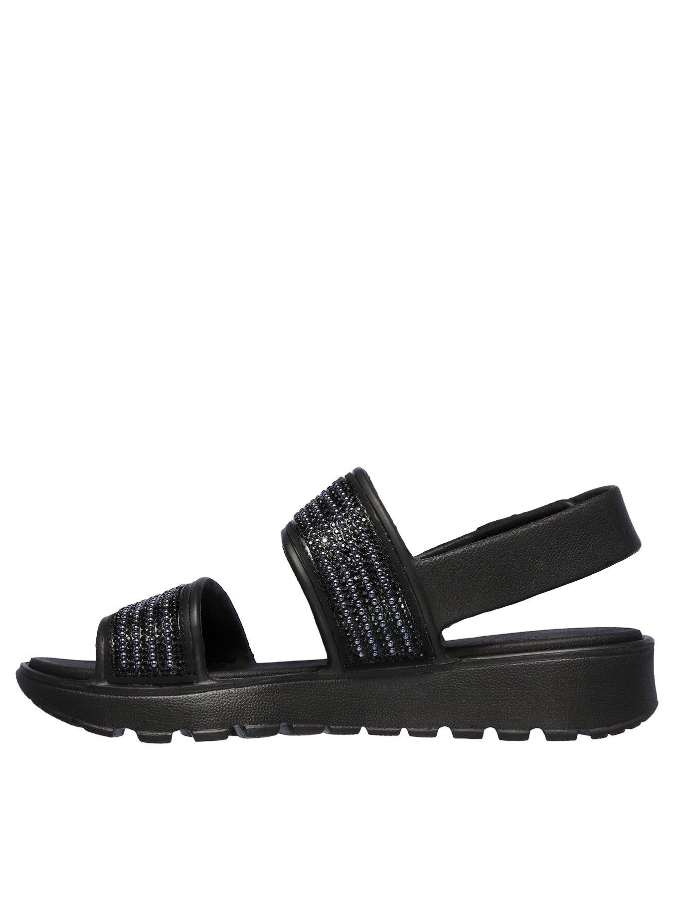 Skechers black store wedge sandals