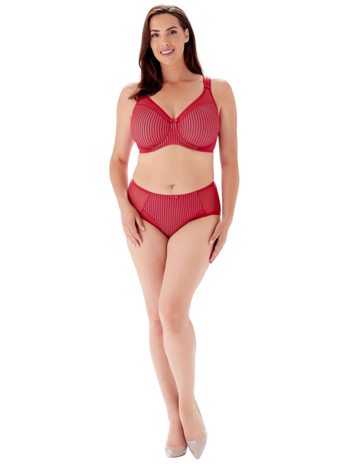 undefined Jacquard Underwired Smoothing Minimiser Bra - Red