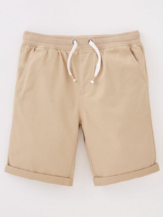 front image of v-by-very-boys-ribbed-waist-pull-on-chino-shorts-stone