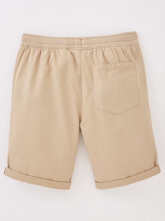back image of v-by-very-boys-ribbed-waist-pull-on-chino-shorts-stone
