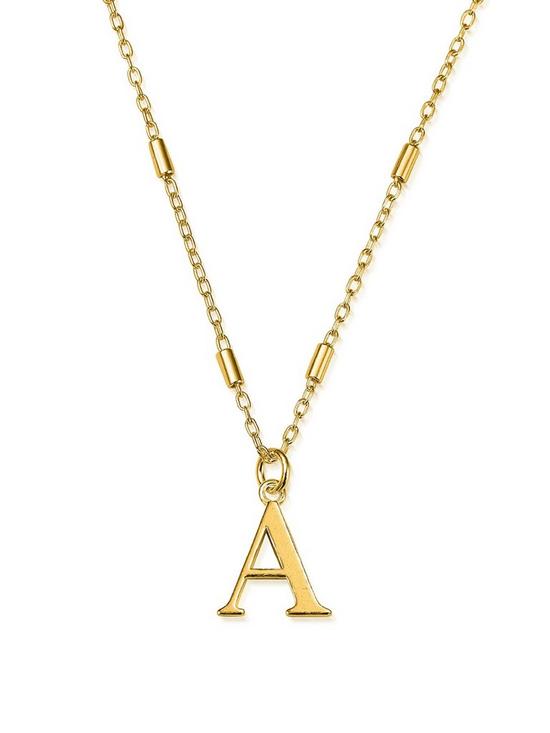 front image of chlobo-gold-iconic-initial-necklace-a-gold-plated-925-sterling-silver