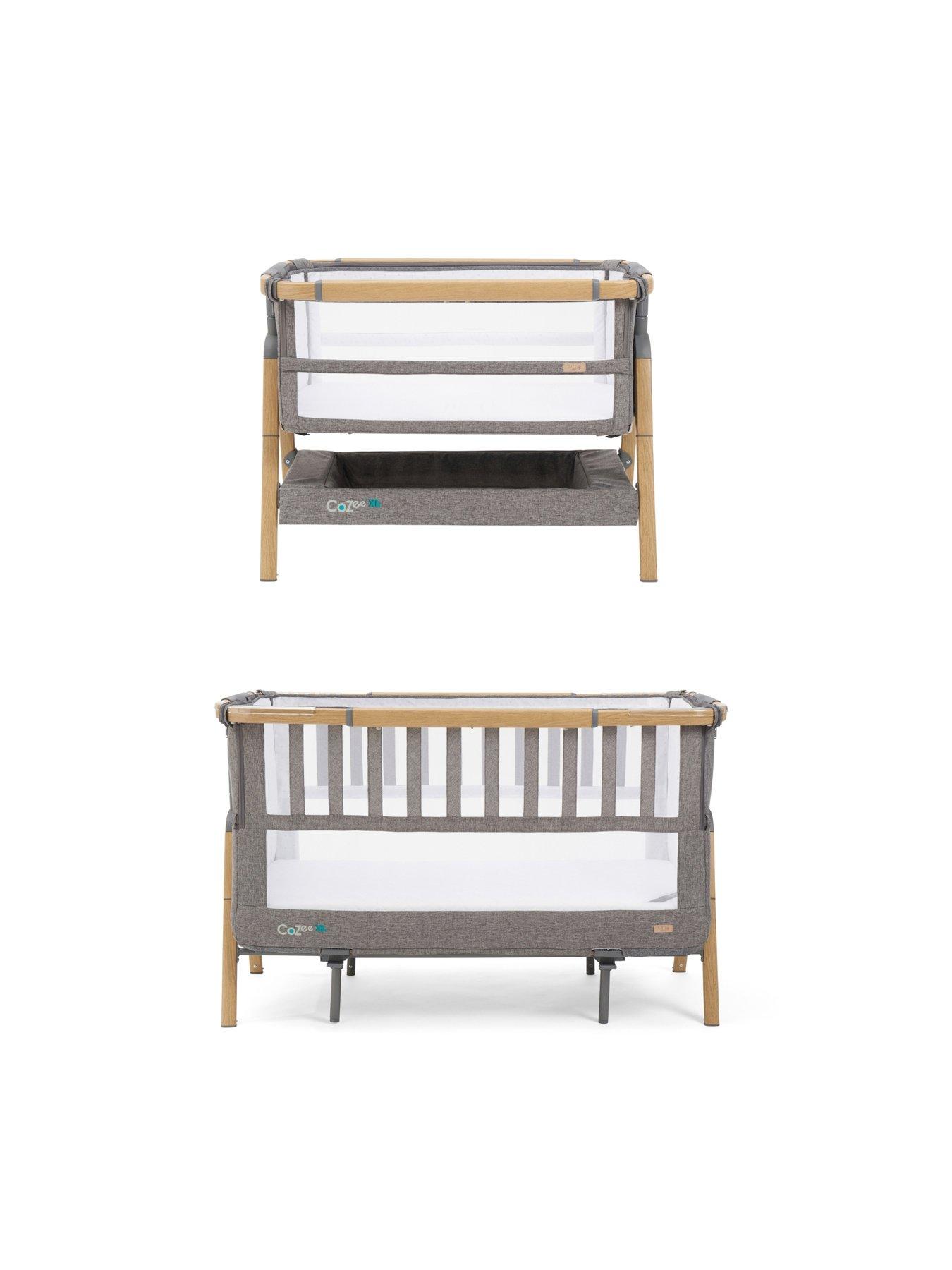 undefined Cozee XL Bedside Crib  &  Cot - Oak / Charcoal