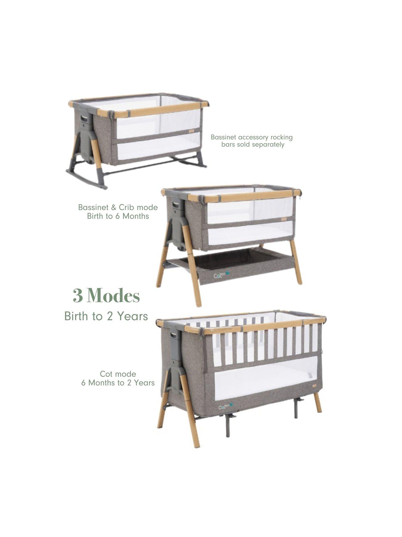 Tutti Bambini Cozee XL Bedside Crib  &  Cot - Oak / Charcoal