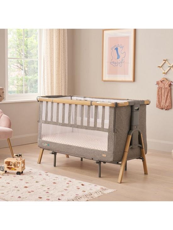 stillFront image of tutti-bambini-cozee-xl-bedside-crib-cot-oak-charcoal