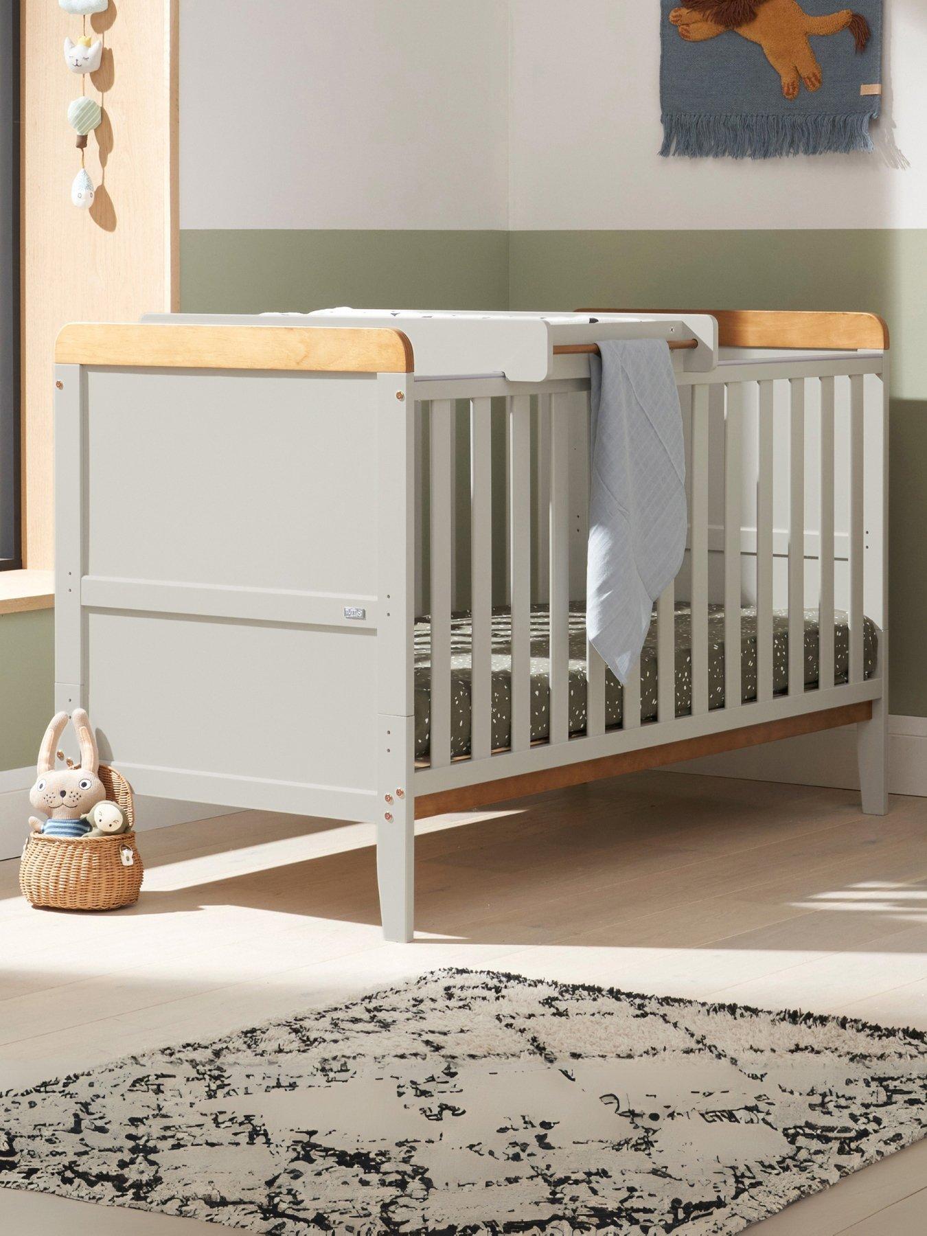 Tutti Bambini Rio Cot Bed with Cot Top Changer & Mattress - Dove Grey/Oak