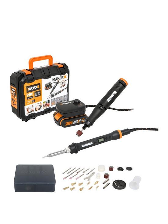 front image of worx-wx988-20v-makernbspx-combo-kit-rotary-tool-woodmetal-crafting-tool