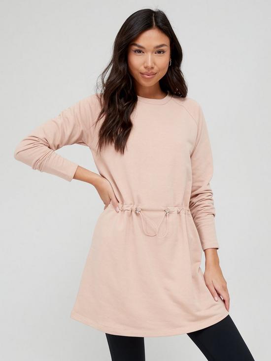 front image of v-by-very-drawstring-longline-sweatshirt-tunic-nude