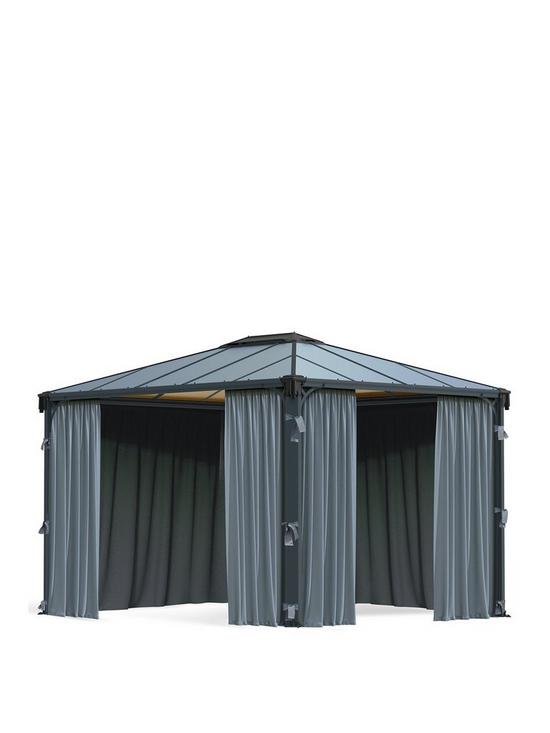 front image of canopia-by-palram-square-gazebo-curtain-set-gazebo-not-included