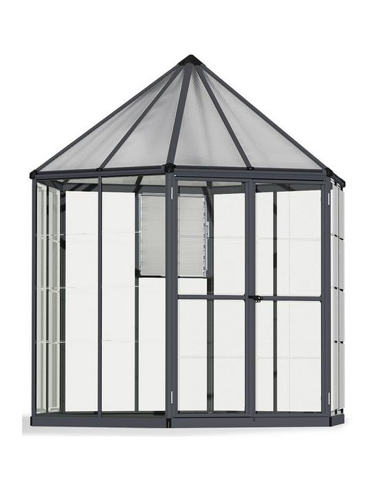 front image of canopia-by-palram-oasis-hexagonal-8ftnbspgreenhouse-grey