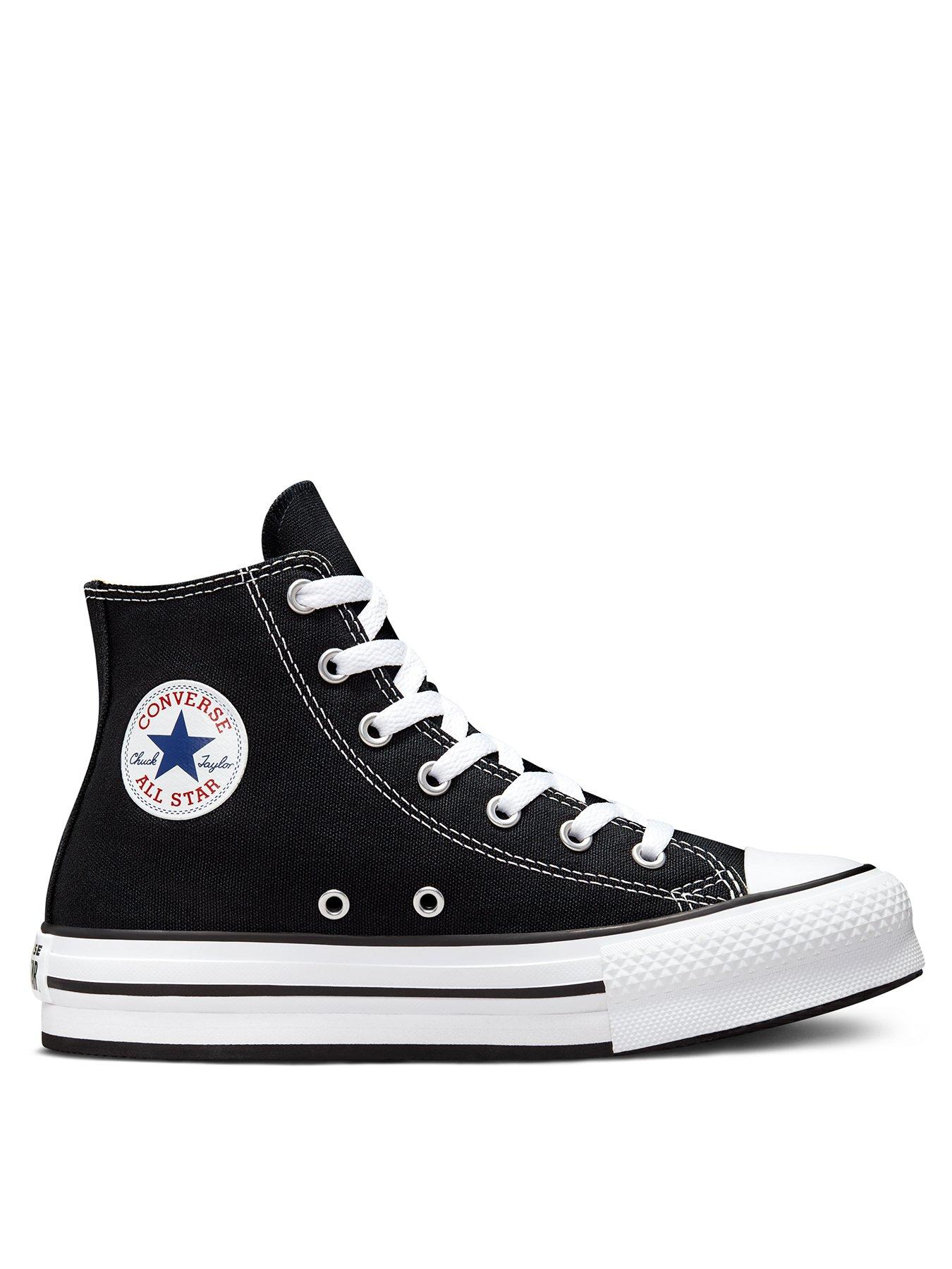 undefined Junior Girls Eva Lift Canvas Hi Top Trainers - Black