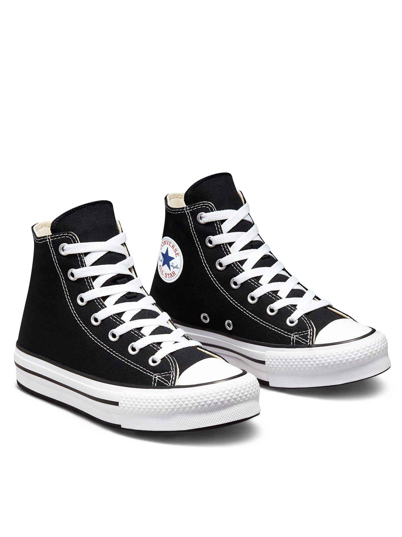 Converse Junior Girls Eva Lift Canvas Hi Top Trainers Black littlewoods