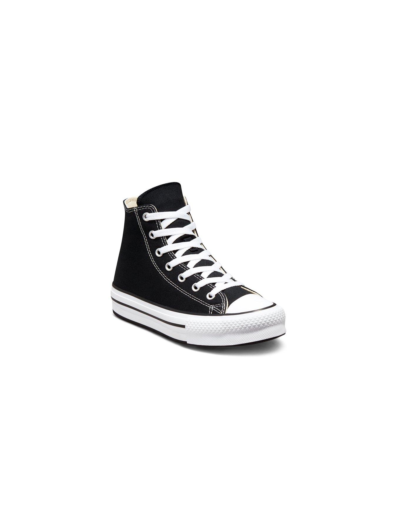  image of converse-junior-girls-eva-lift-canvas-hi-top-trainers-black