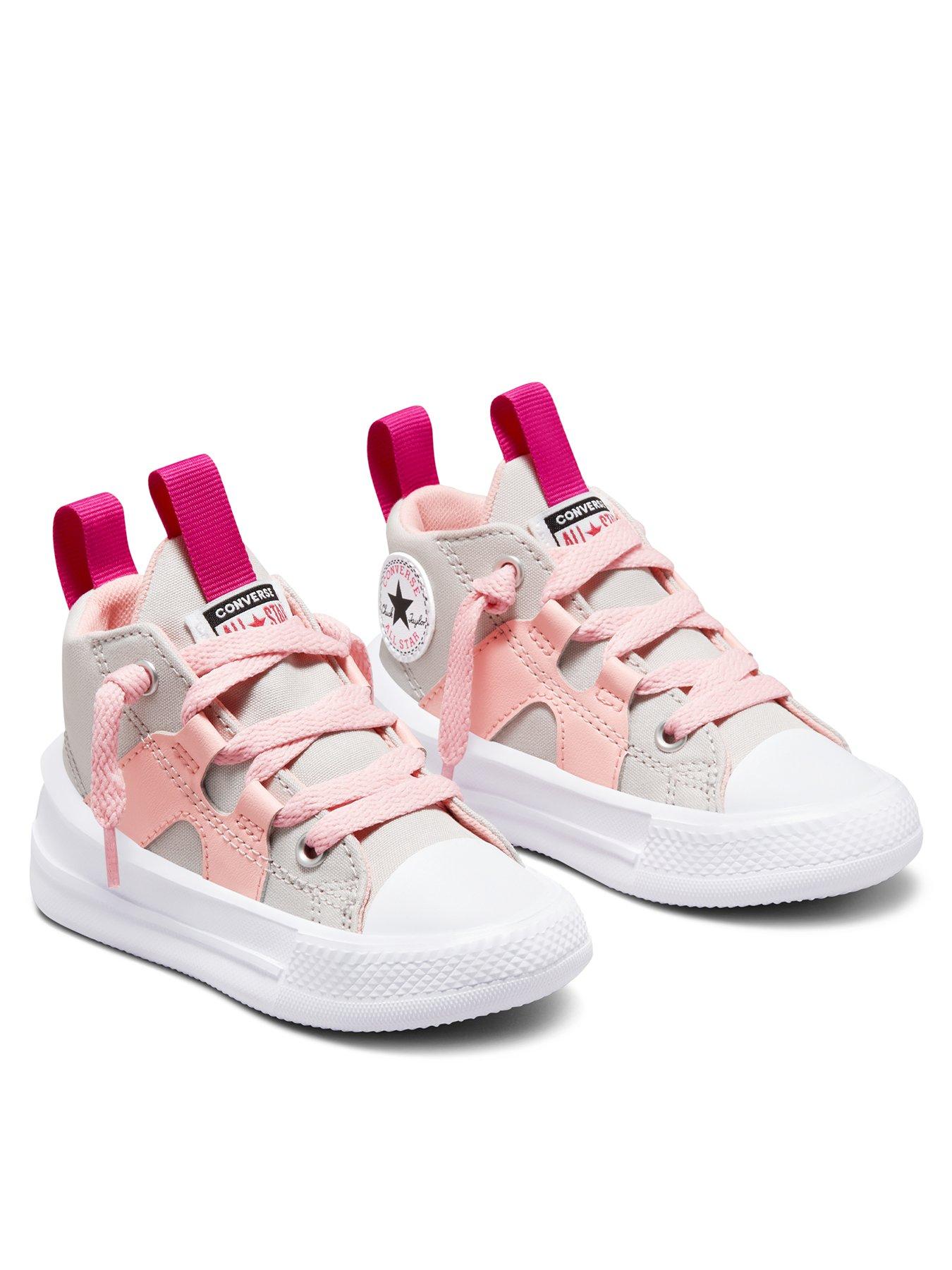 Grey and pink on sale converse high tops