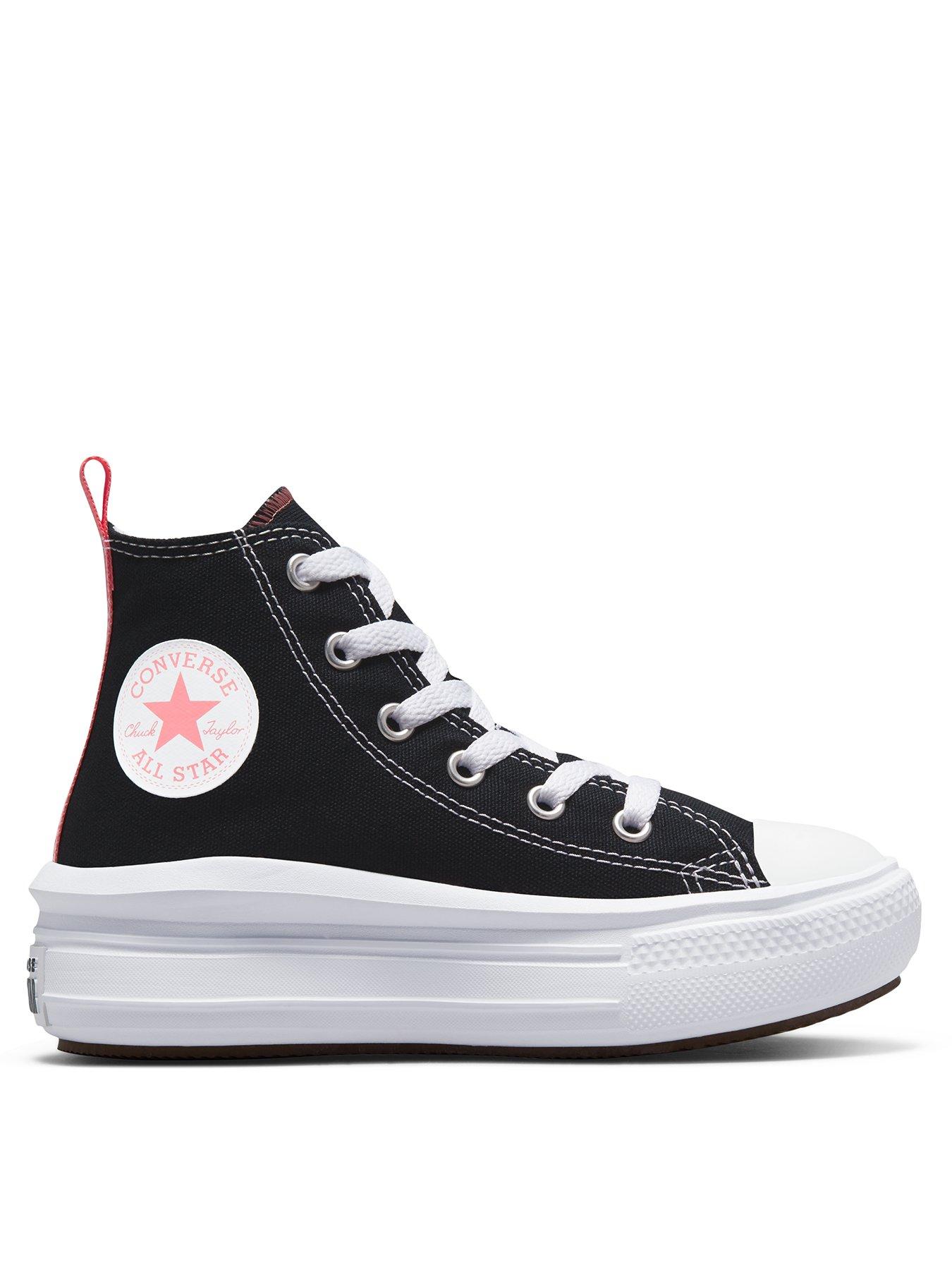 Converse Kids Girls Move Canvas Hi Top Trainers Black/Pink