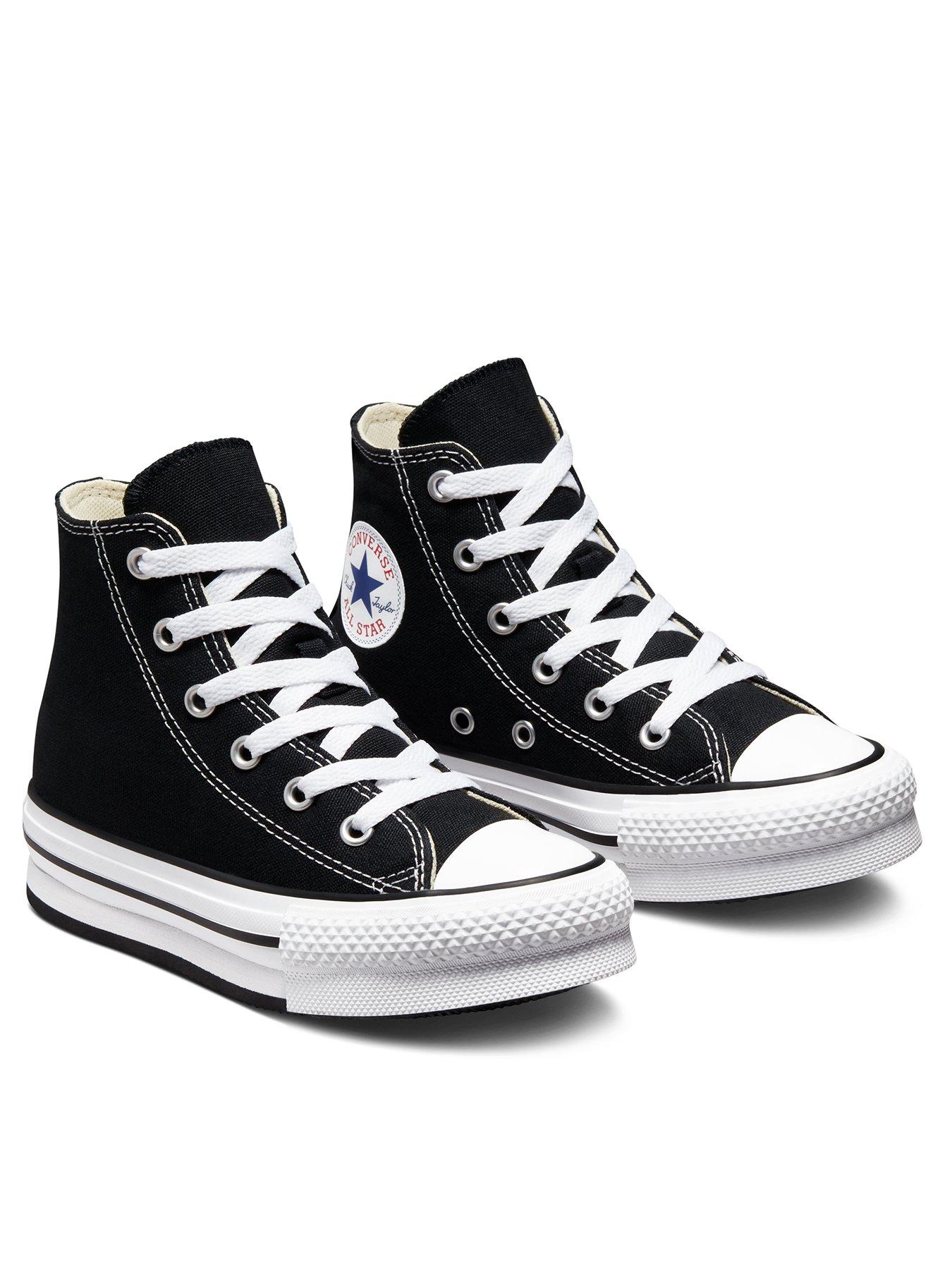 Converse Kids Girls Eva Lift Canvas Hi Top Trainers Black White