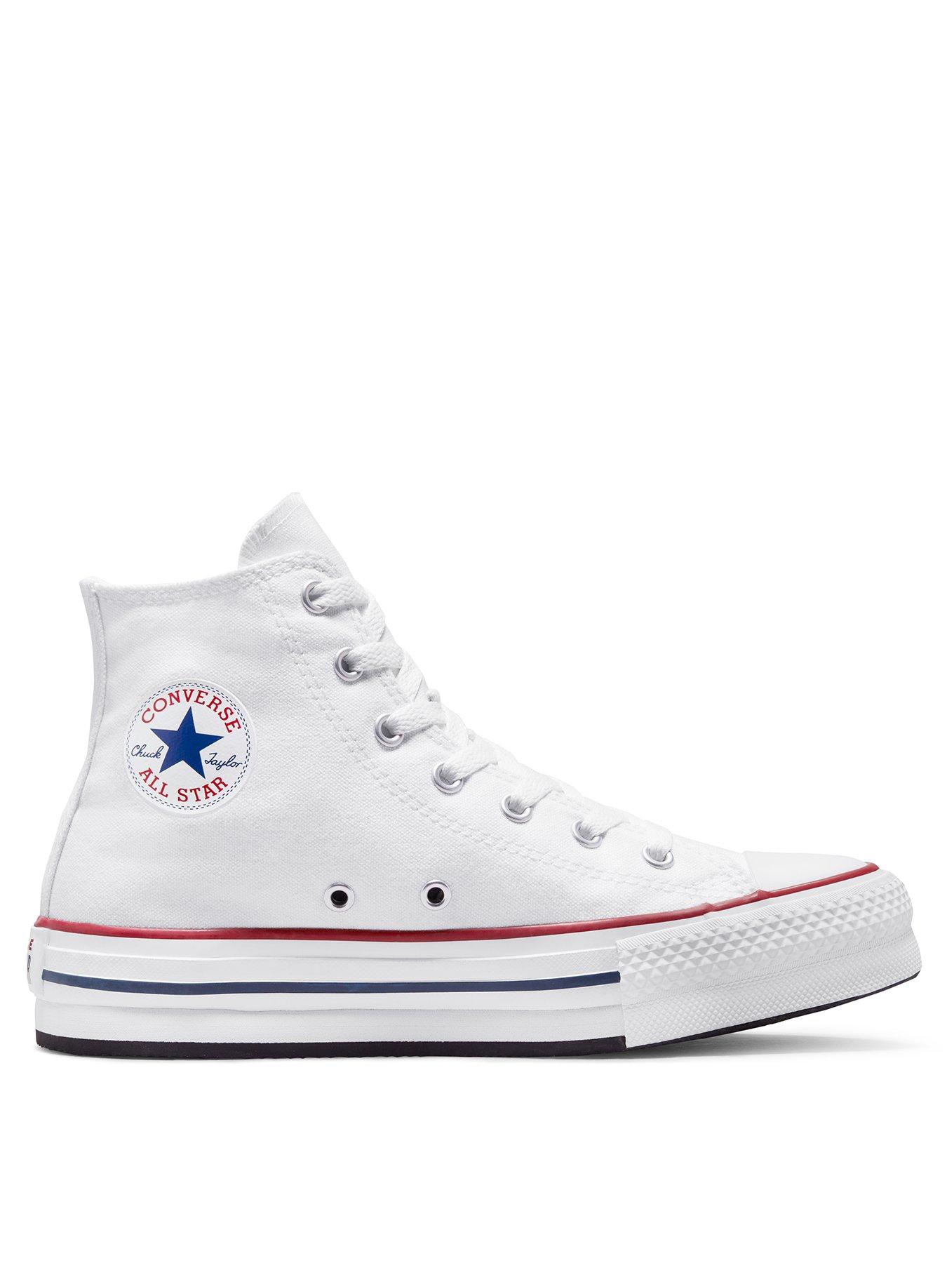 undefined Junior Girls Eva Lift Canvas Hi Top Trainers - White