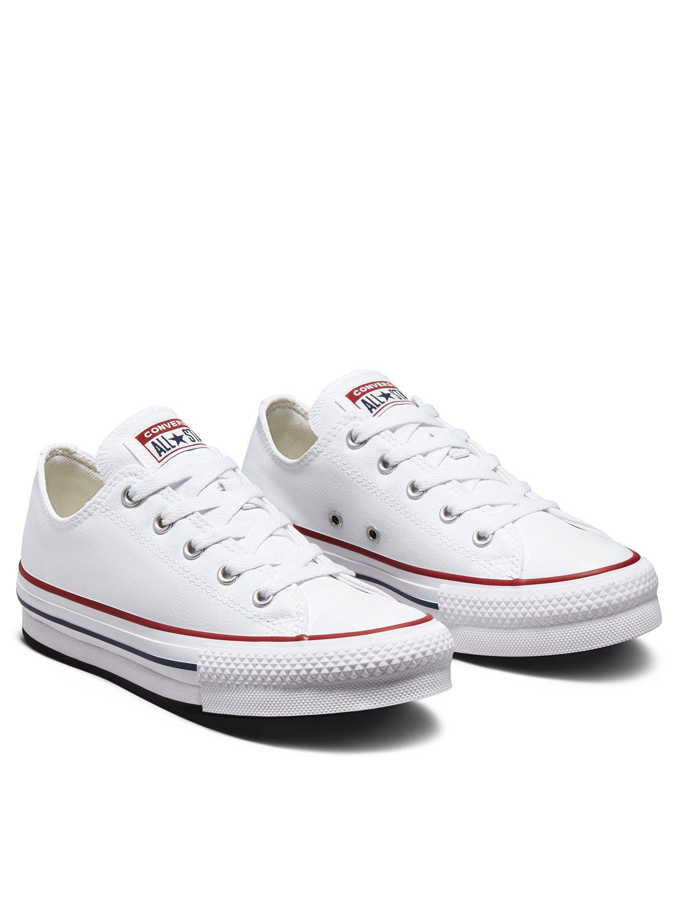 Converse Chuck Taylor All Star Ox Junior Girls Eva Lift Canvas Platform Trainers White littlewoods