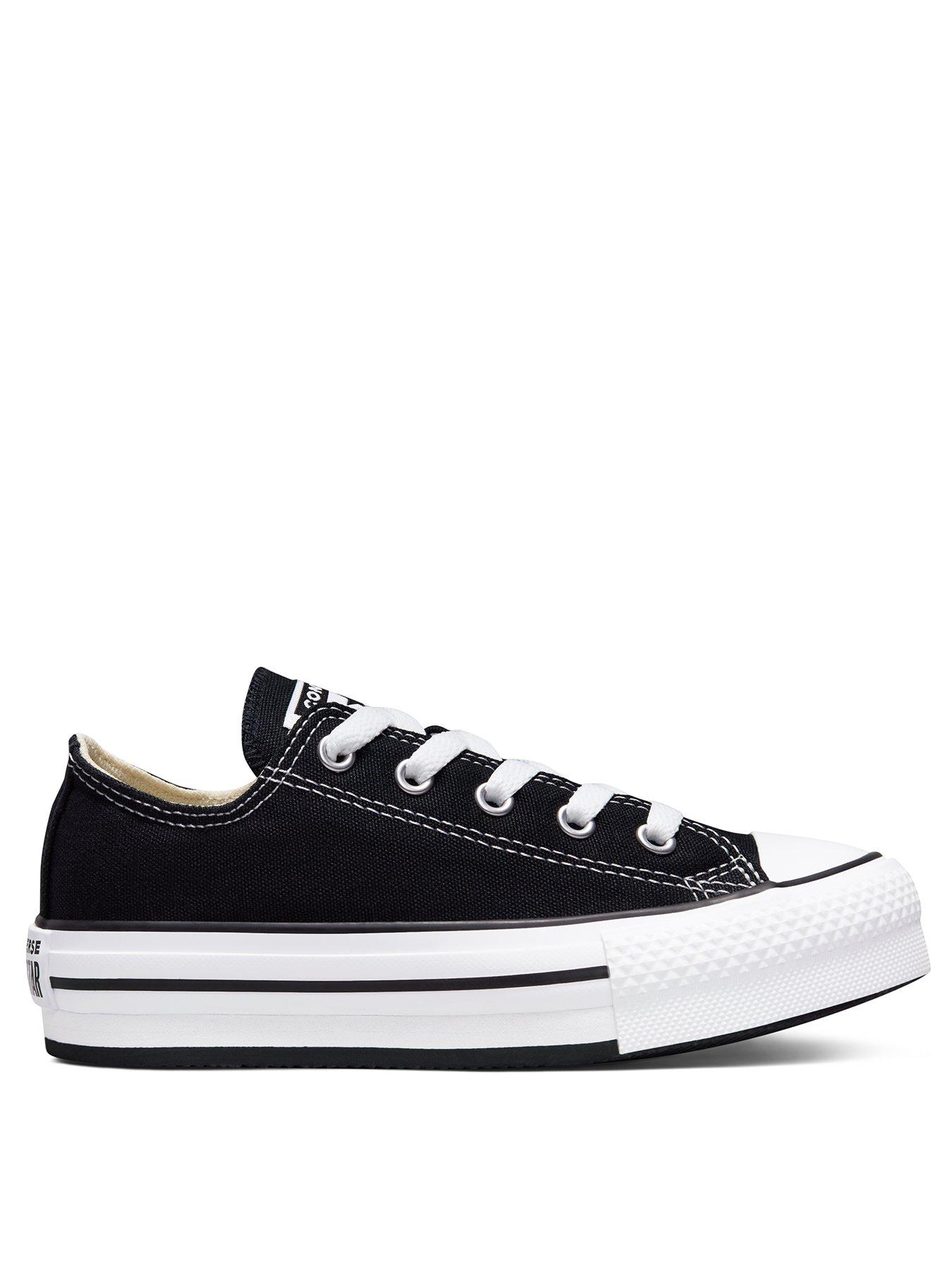 undefined Kids Girls Eva Lift Canvas Platform Ox Trainers - Black/White