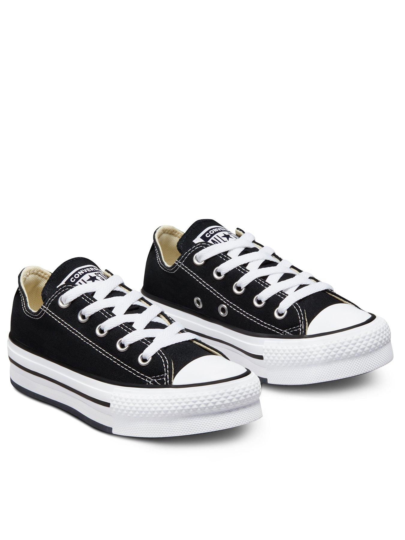 Girls black outlet and white converse