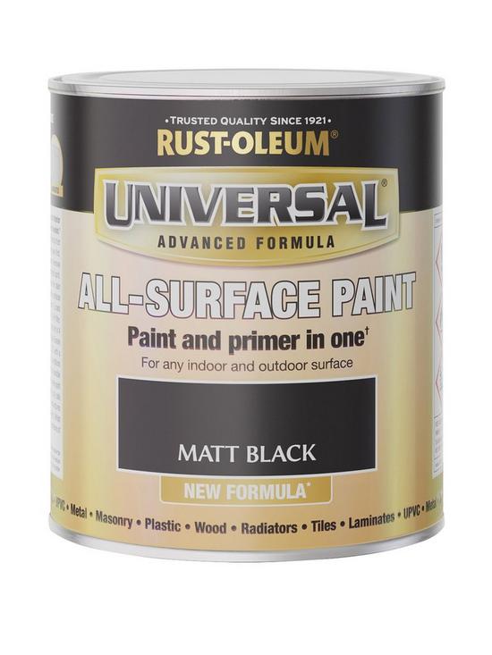 front image of rust-oleum-universal-paint-matt-black-750ml