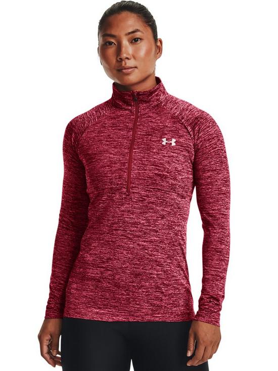 front image of under-armour-twist-tech-12-zip-rose