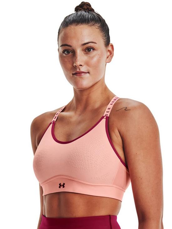 front image of under-armour-infinity-mid-bra-pink