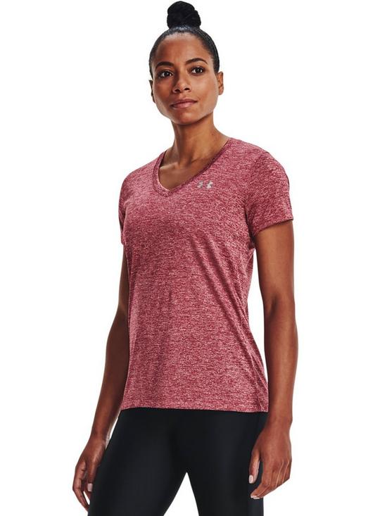 front image of under-armour-tech-short-sleeve-t-shirt-rose