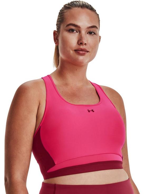 front image of under-armour-crossback-long-line-bra-pink