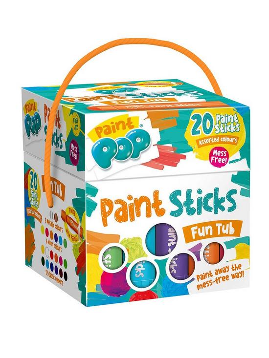 front image of paint-pop-paint-sticks-colour-pops-fun-tub-20-assorted-paint-sticks