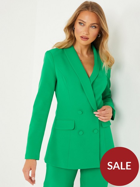 quiz-jade-green-double-breasted-6-button-tailored-blazer