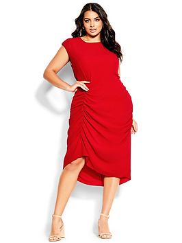 city-chic-side-ruch-dress-red