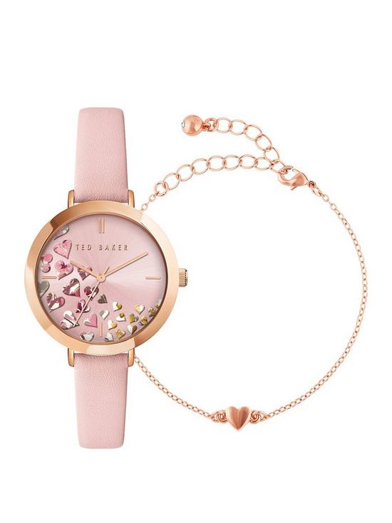 front image of ted-baker-ammy-hearts-ladies-watch-bracelet-gift-set