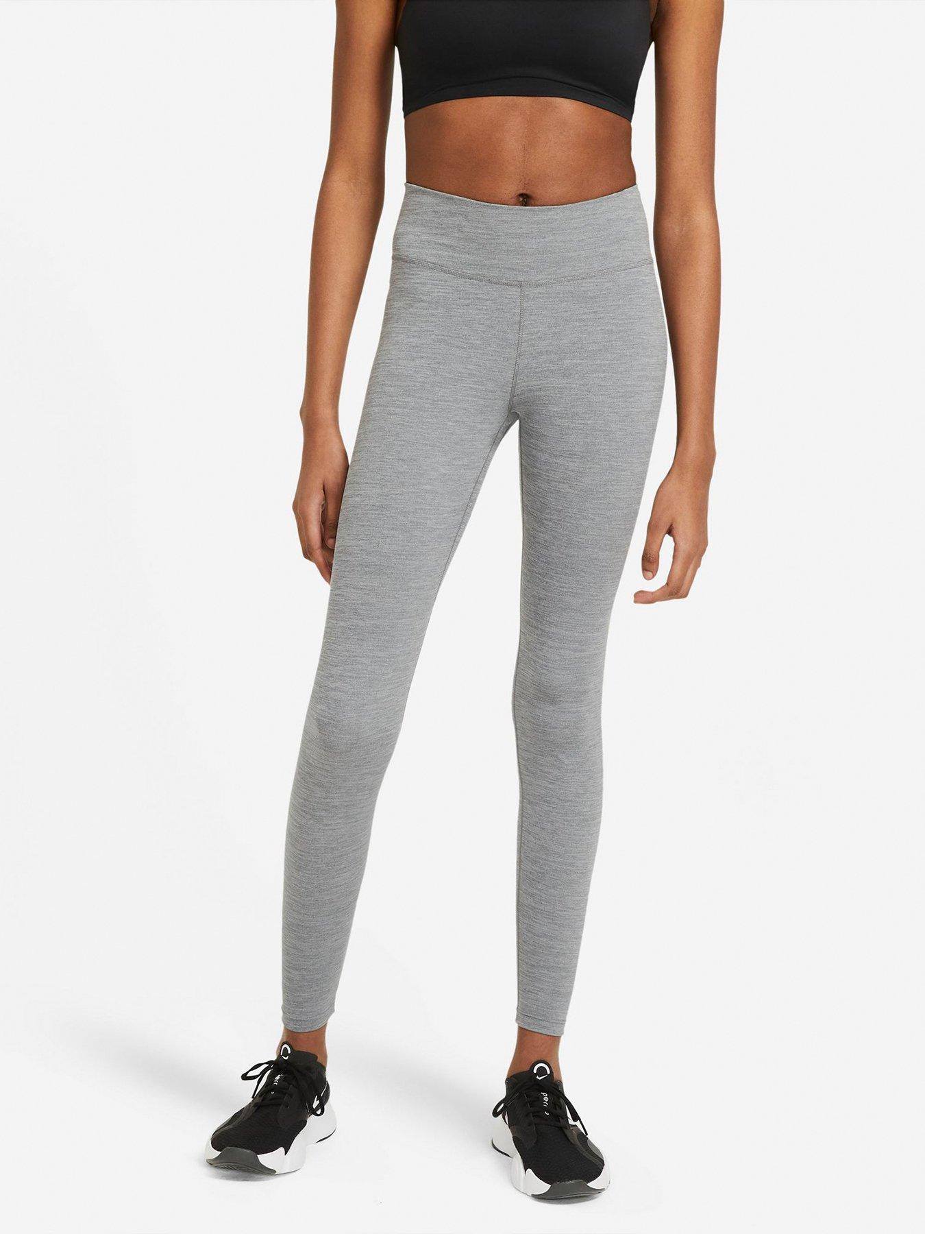 Nike One Dri-Fit Leopard-Print Womens Active Pants Size L, Color:  White/Grey 