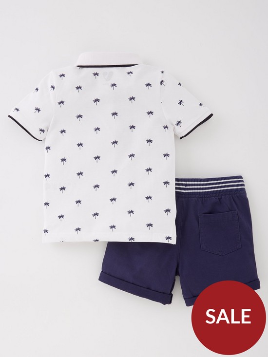 back image of mini-v-by-very-boys-palm-print-polo-short-and-chino-short-set