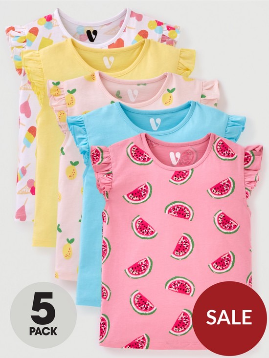 front image of mini-v-by-very-girls-5-pack-fruit-short-sleeve-t-shirt-multi