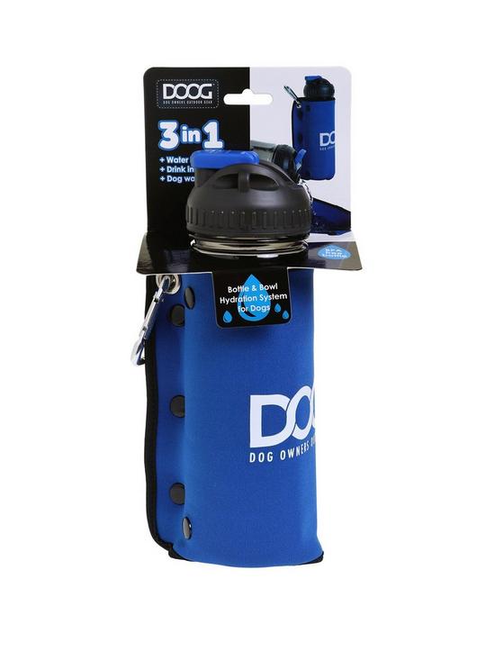 front image of doog-dog-3-in-1-bottle-bowl-blue