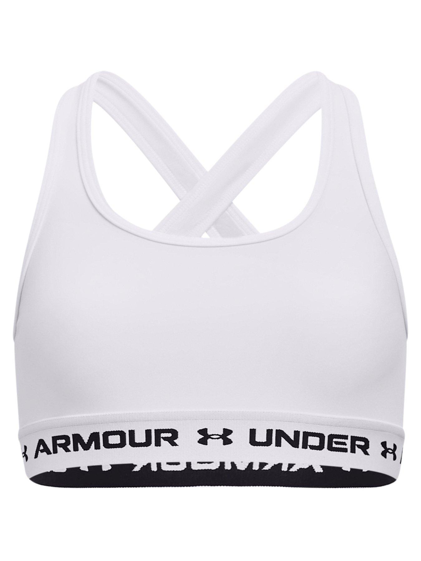 UNDER ARMOUR Girls Crossback Sports Bra - White/Black