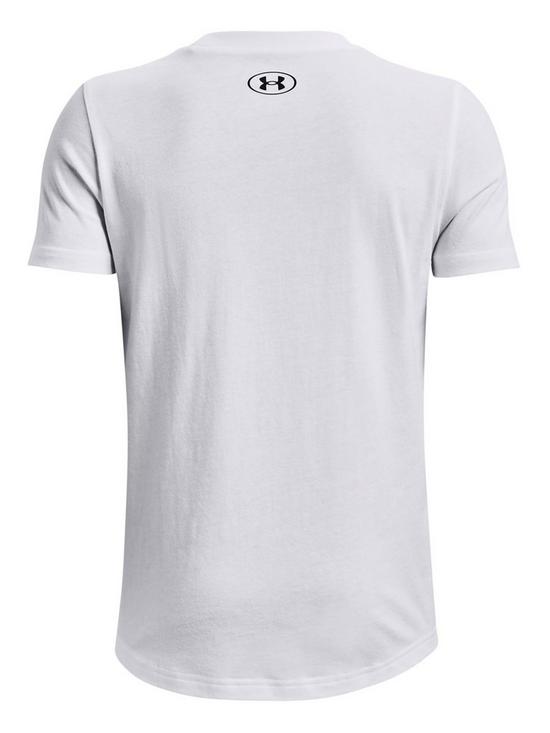 back image of under-armour-boys-sportstyle-small-logo-t-shirt-whiteblack