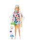  image of barbie-extra-doll-12-in-floral-2-piece-outfit-with-pet-bunny