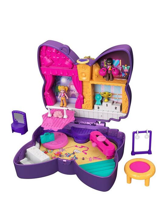 front image of polly-pocket-sparkle-stage-bow-compact-with-micro-dolls-and-accessories