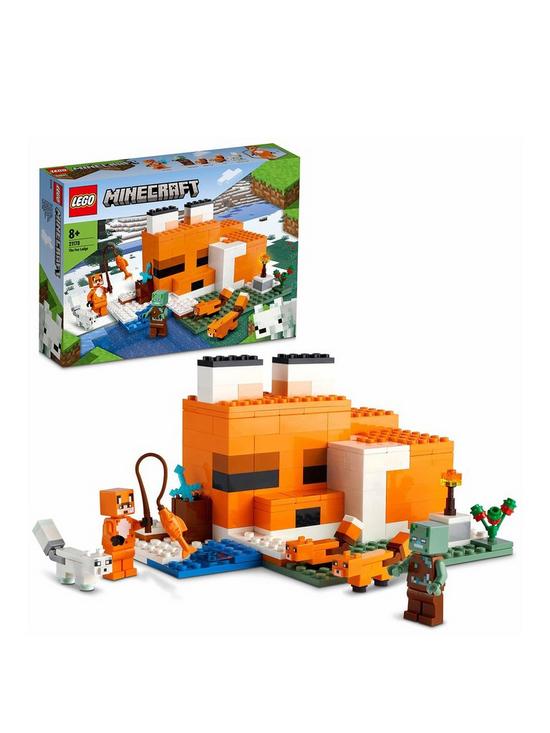 front image of lego-minecraft-the-fox-lodge-building-toy-21178