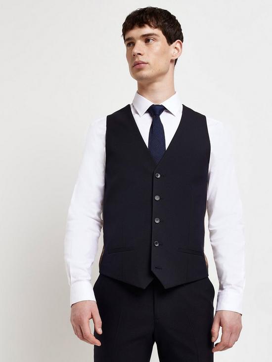 front image of river-island-twill-waist-coat-navy