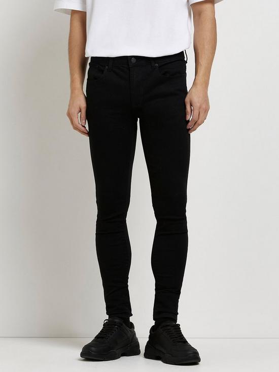front image of river-island-crow-spray-on-skinny-jeans-black