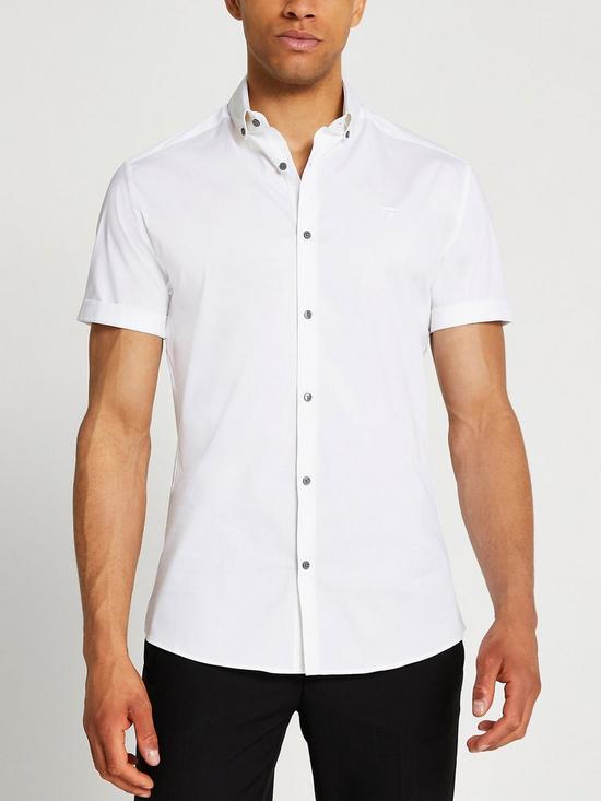 front image of river-island-short-sleeve-ri-muscle-shirt-white