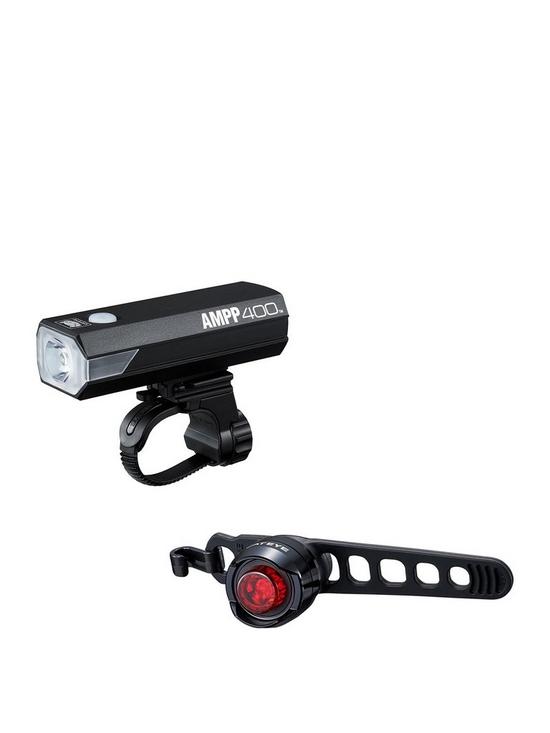 front image of cateye-ampp-400orb-cycle-light-set