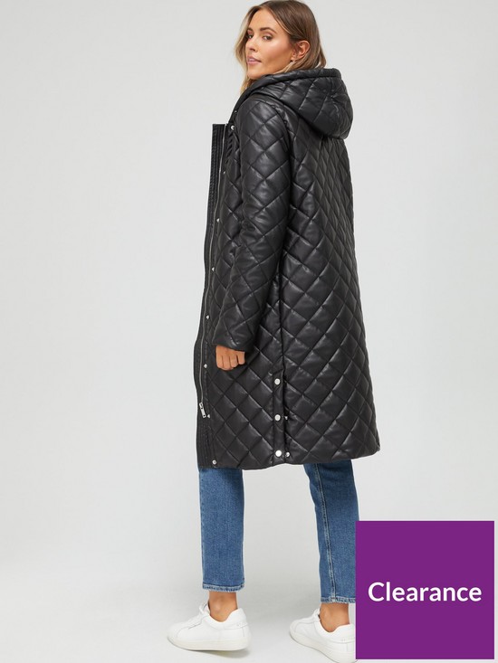 stillFront image of v-by-very-faux-leather-padded-coat-with-hood-black