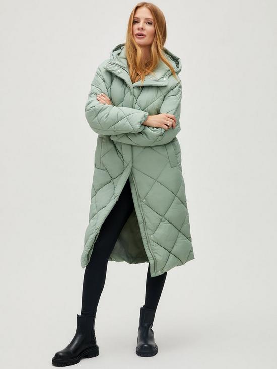 front image of millie-mackintosh-x-very-premium-diamond-quilt-padded-coat-khaki