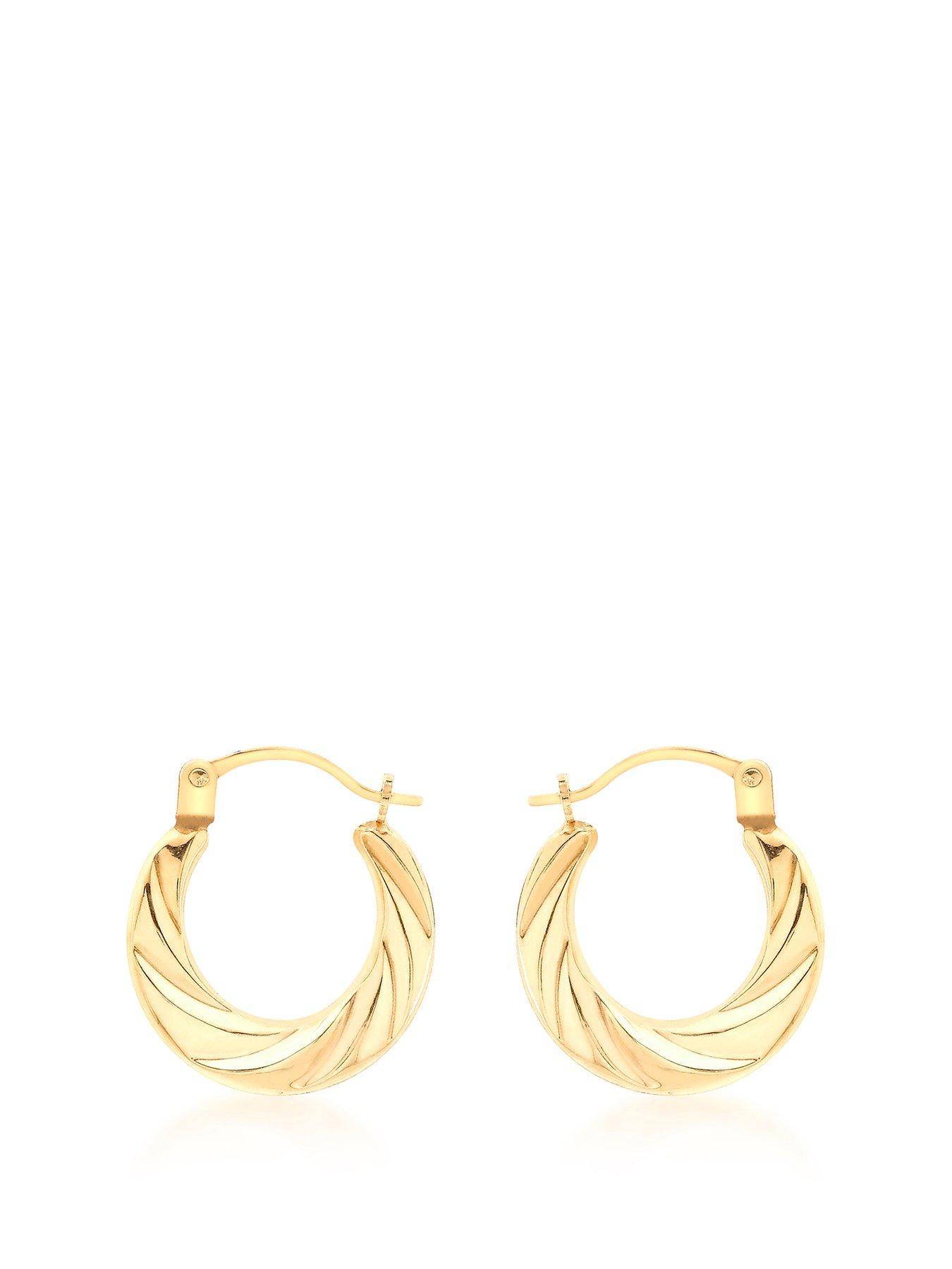 Image 1 of 4 of The Love Collection 9ct Yellow Gold 15.5mm x 15mm Twist Creole Earrings